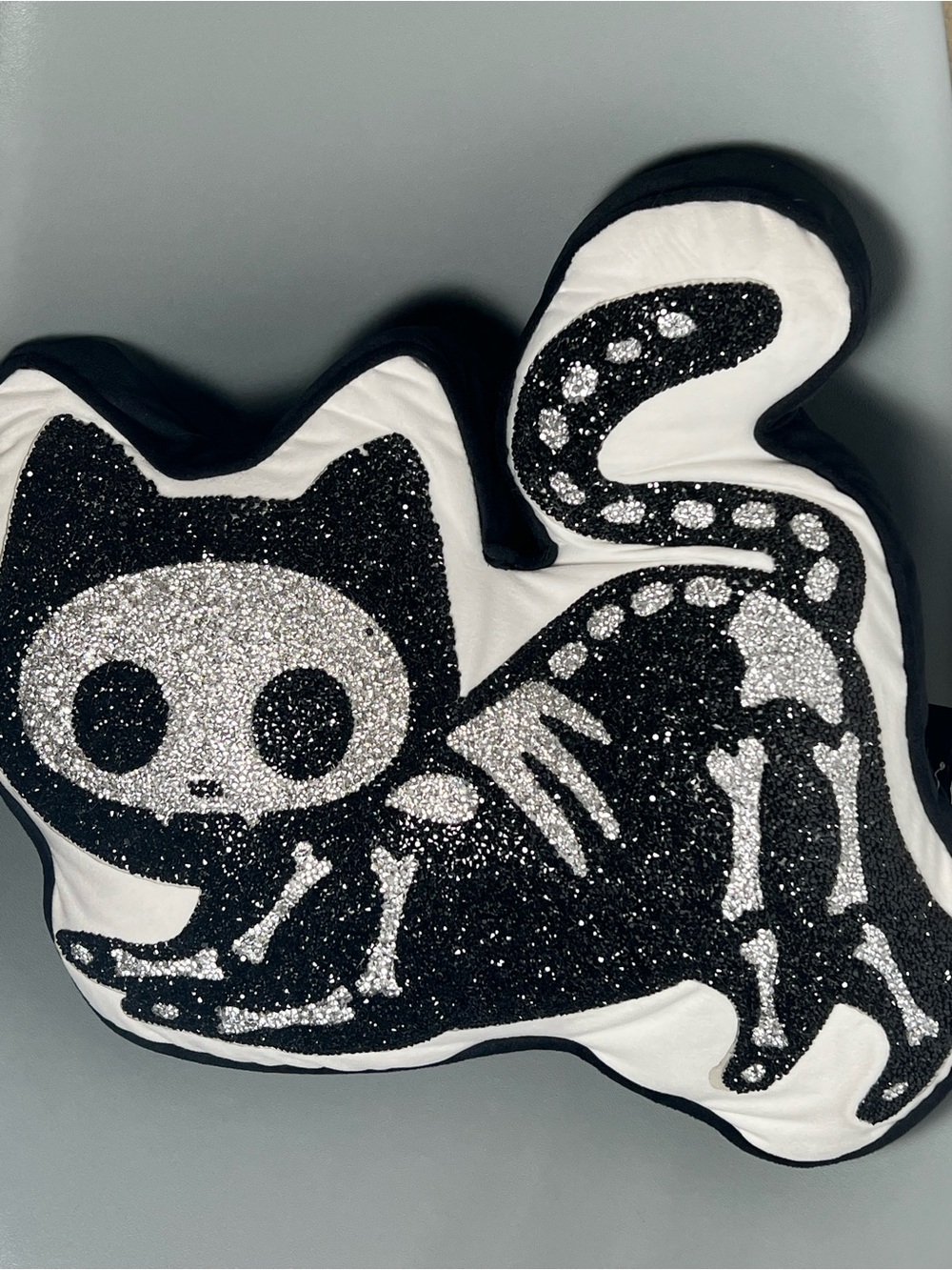 Ashland Rhinestone Skeleton Cat Pillow